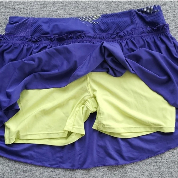 MPG Tennis Athletic Skirt Skort Purple Yellow with Ruffles  Size Small - Picture 10 of 12